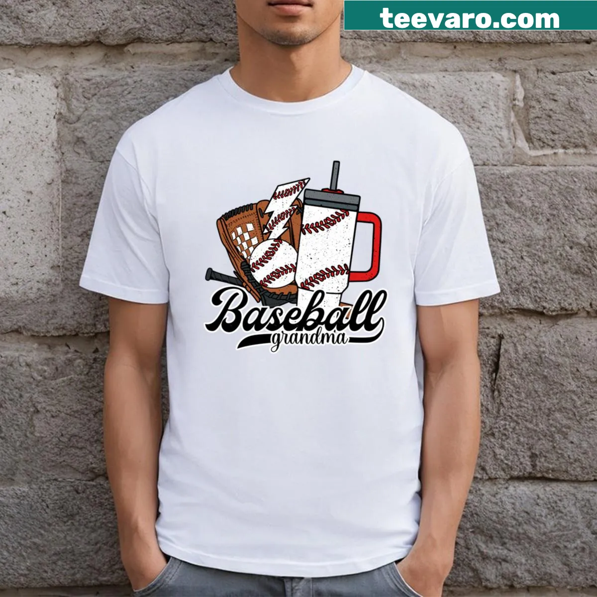 Baseball-themed Grandma graphic T-shirt with sentimental text — on a men's t-shirt
