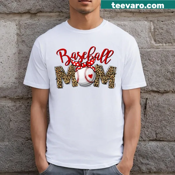Funny leopard print baseball mom shirt for game days