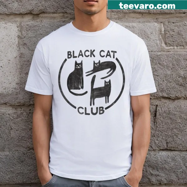T-shirt featuring an illustration celebrating black cats and cat lovers