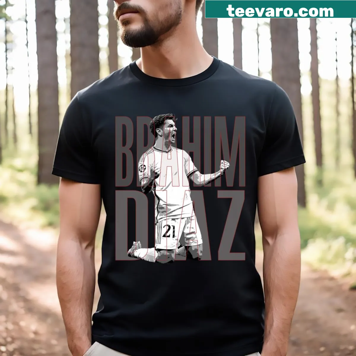 Brahim Diaz illustrated t-shirt for soccer fans — on a men's t-shirt
