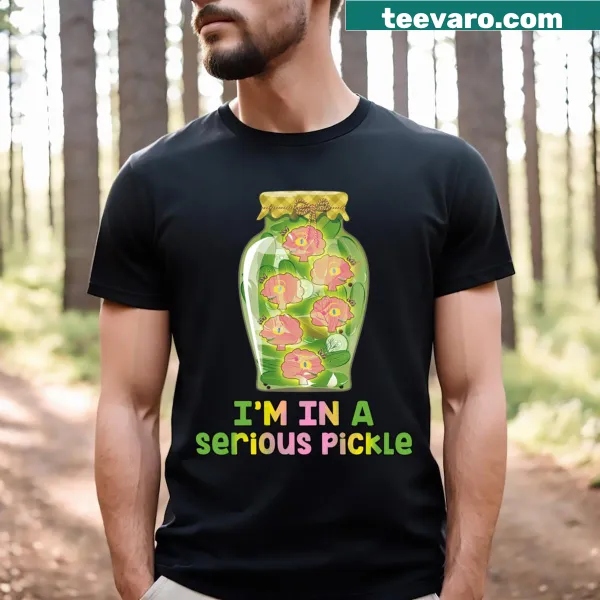 Illustration of a pickles jar from Adventure Time on a T-shirt