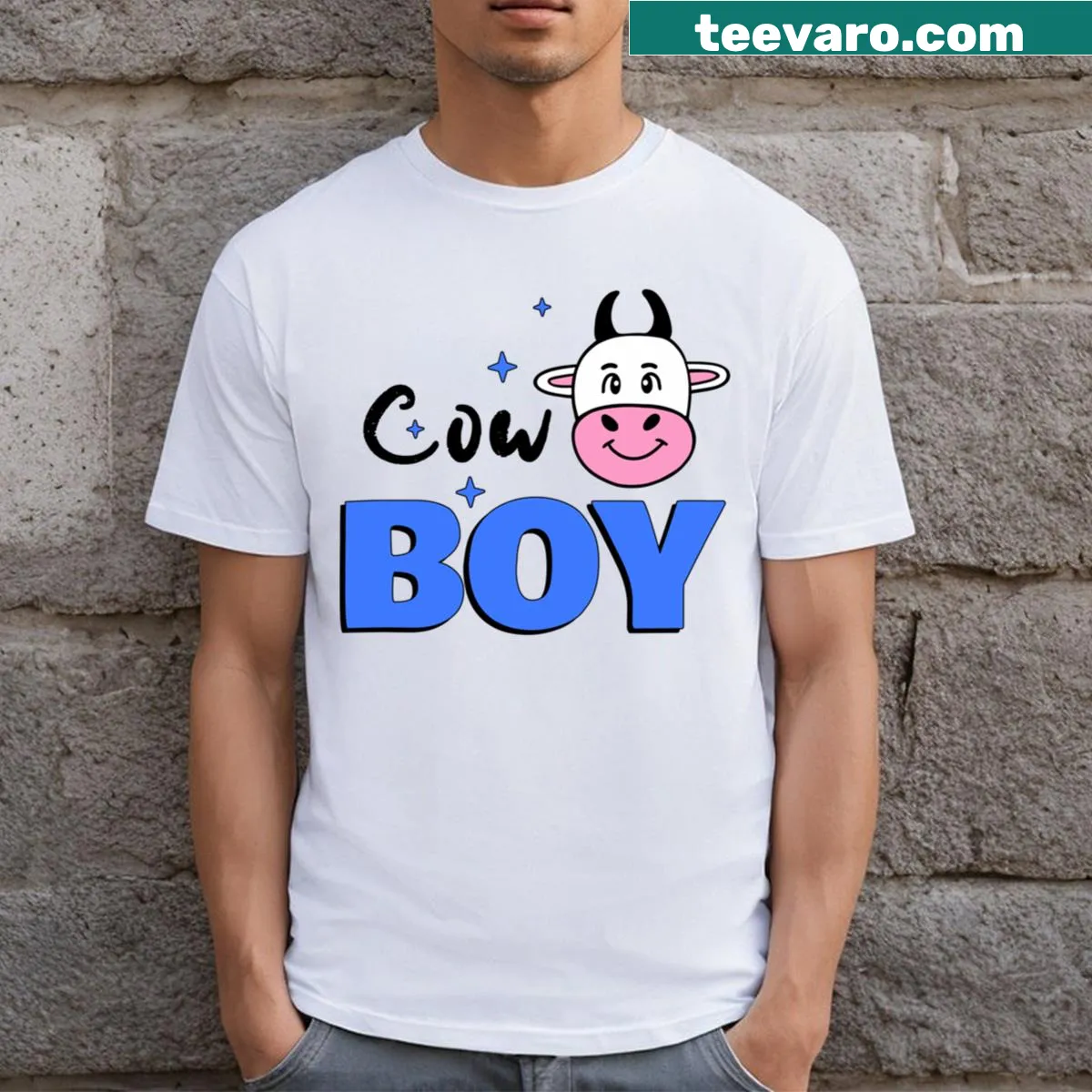 Funny cow quotes and cute cow graphics on T-shirt — on a men's t-shirt