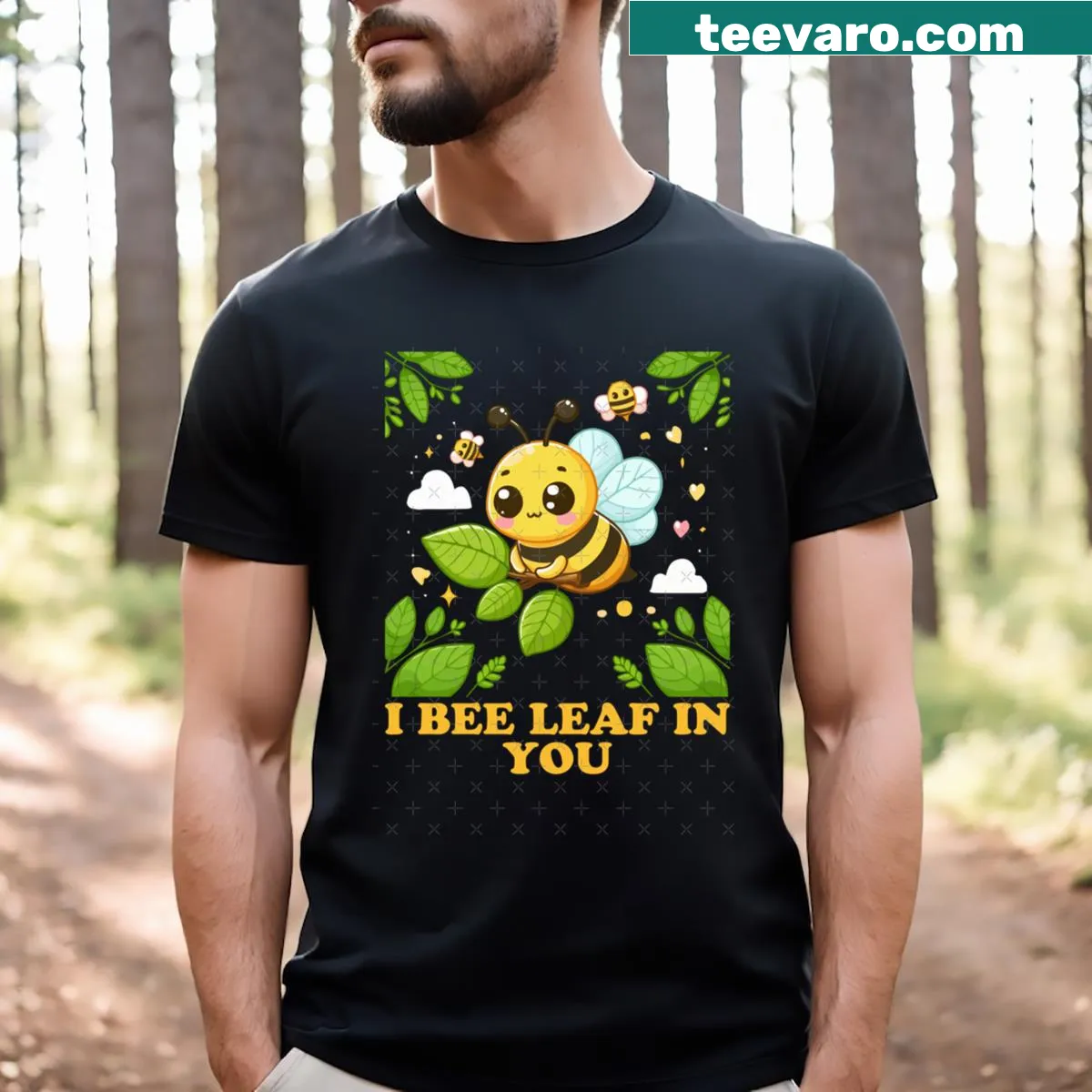 Inspirational pun with a bee graphic on a T-shirt — on a men's t-shirt
