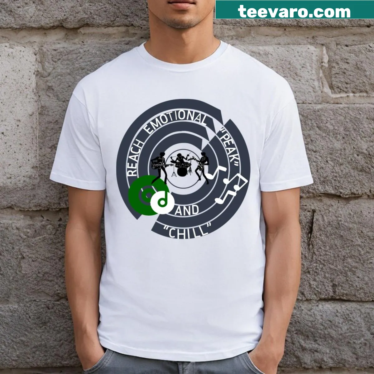 Emotional Peak inspirational graphic T-shirt — on a men's t-shirt