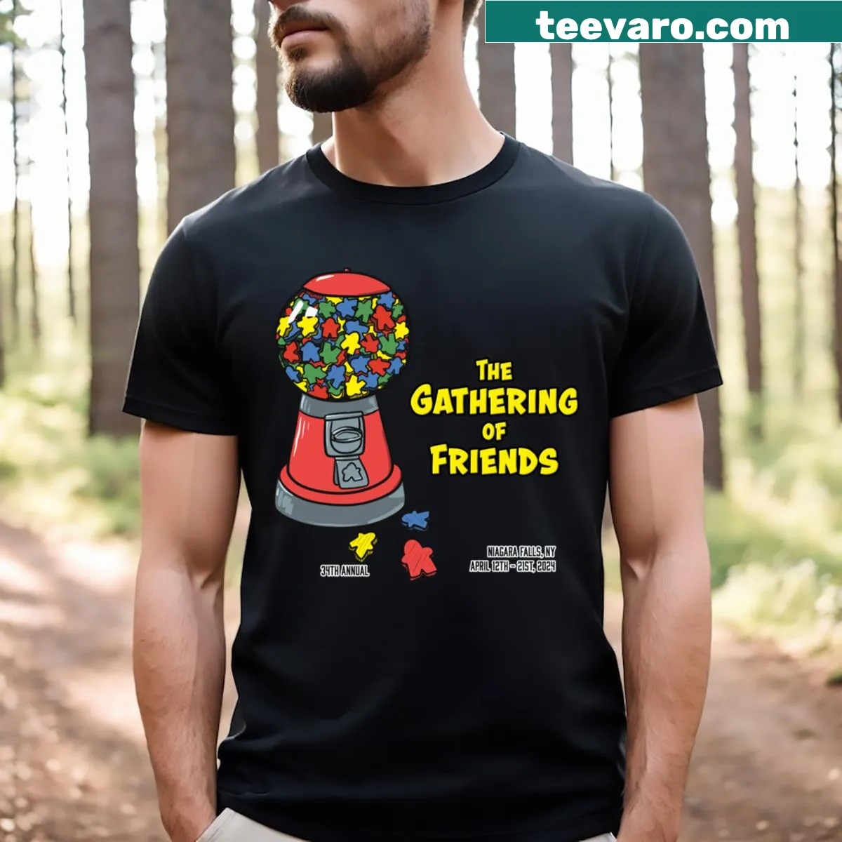 Active T-shirt with 'Gathering 2024' text for events — on a men's t-shirt