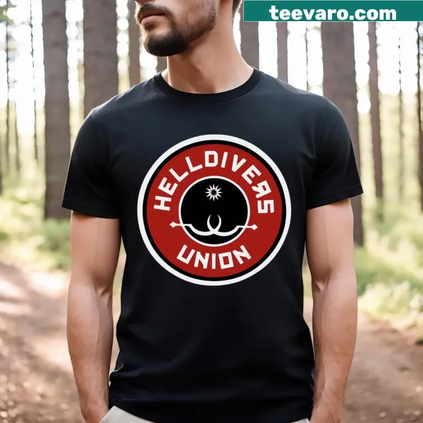 Bold Helldivers Union emblem t-shirt design