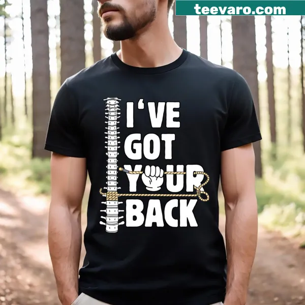 Funny back pain t-shirt for physiotherapists with humorous graphic