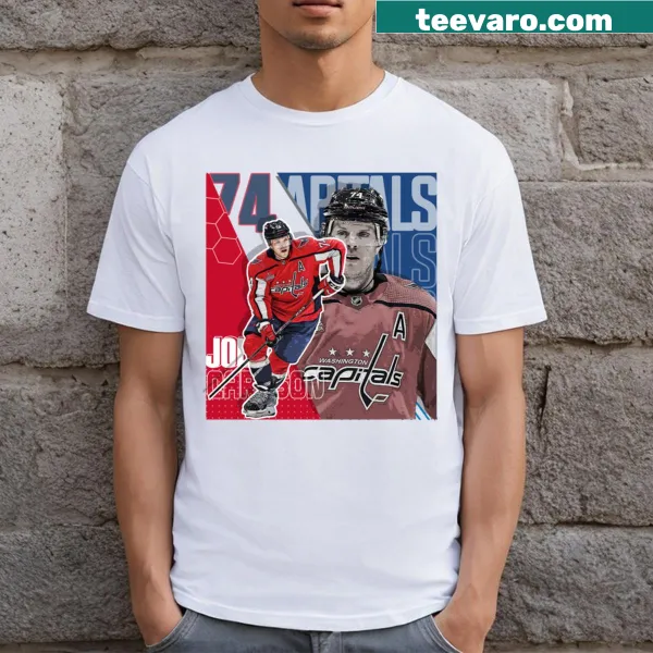 T-shirt featuring a tapestry-style illustration of John Carlson