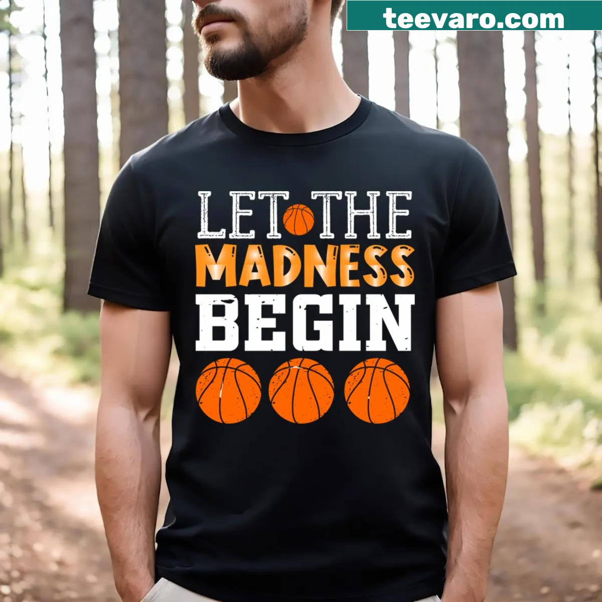 Playful basketball-themed t-shirt with bold text — on a men's t-shirt