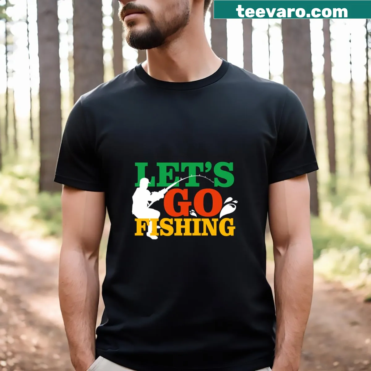 Fishing superpower t-shirt with bold text and fishing graphics — on a men's t-shirt