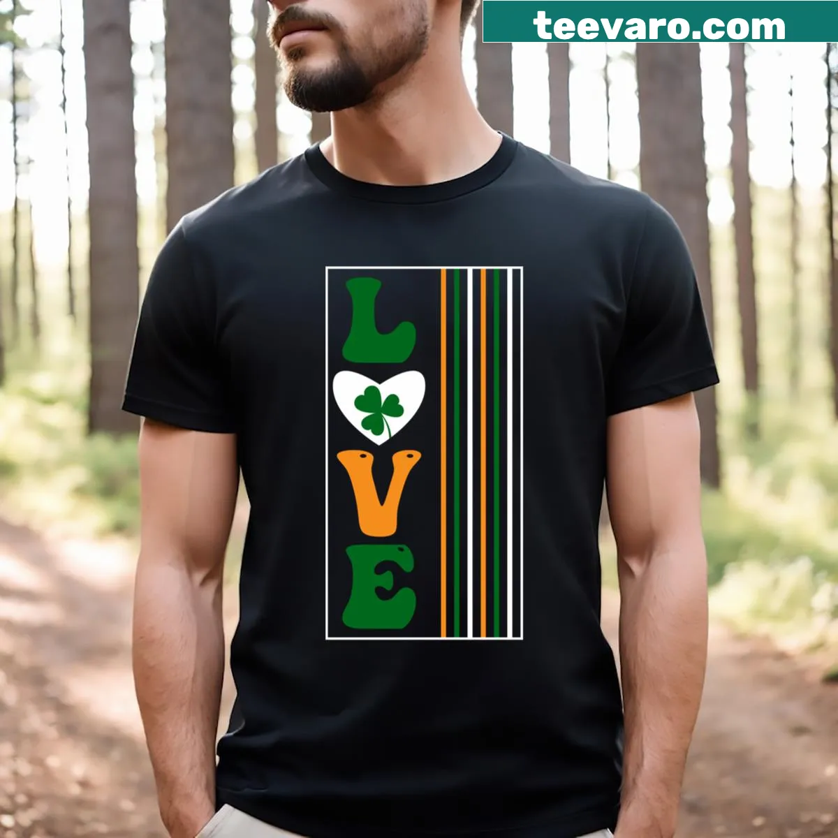 Retro t-shirt with shamrock design for St. Patrick's Day — on a men's t-shirt