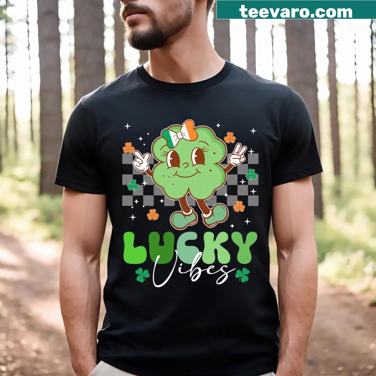 Groovy St. Patrick's Day design for teachers on a fun t-shirt — on a men's t-shirt