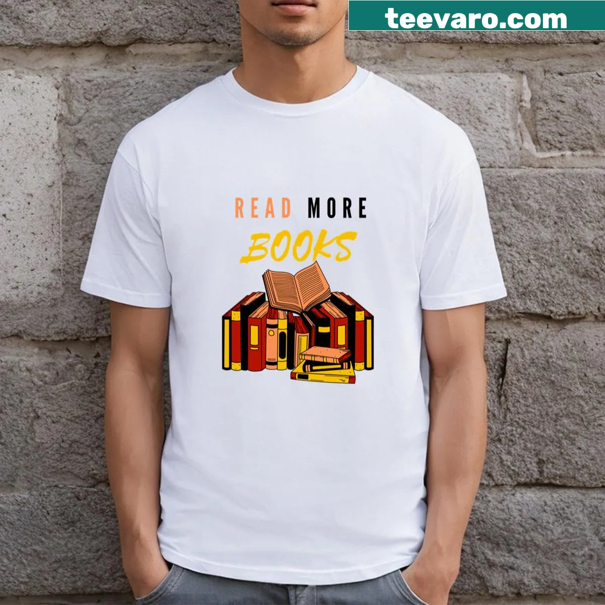 Typographic design declaring love for reading on a comfy t-shirt — on a men's t-shirt