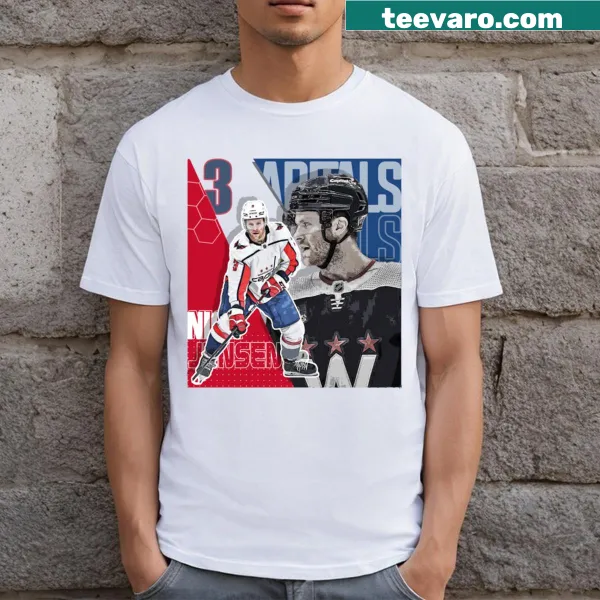 Artistic t-shirt featuring Nick Jensen hockey design