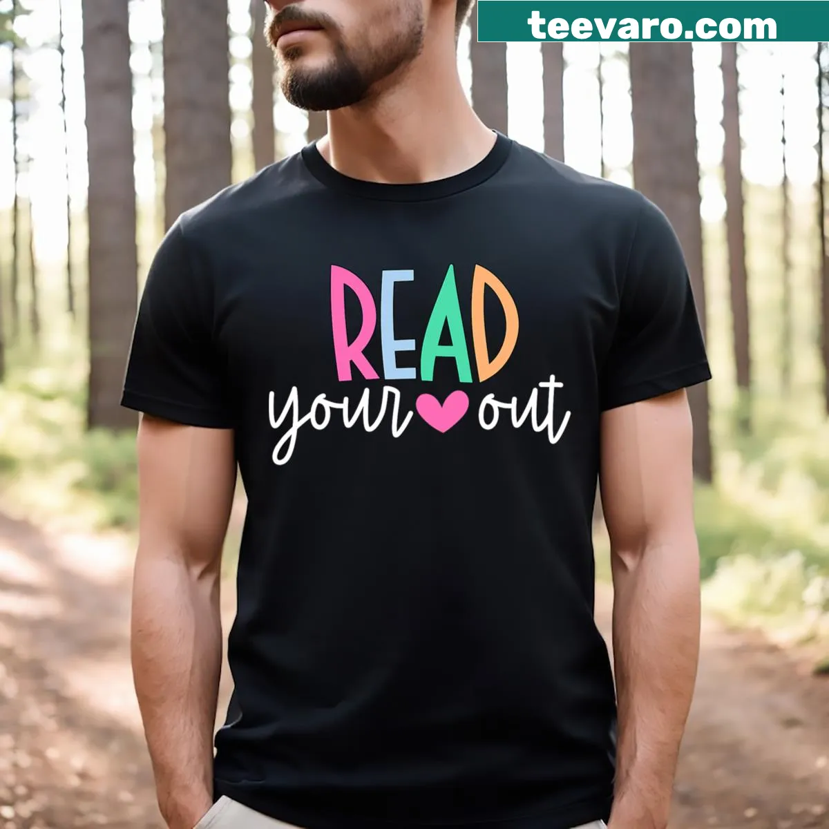 Inspirational T-shirt for librarians with reading message — on a men's t-shirt