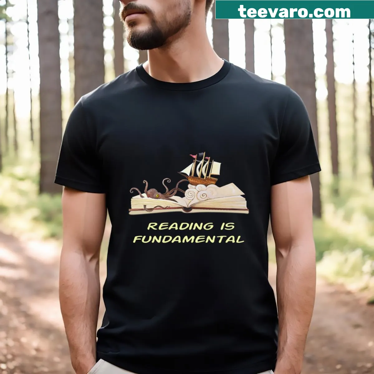Simple t-shirt featuring the words ‘Reading Is Fundamental’ — on a men's t-shirt