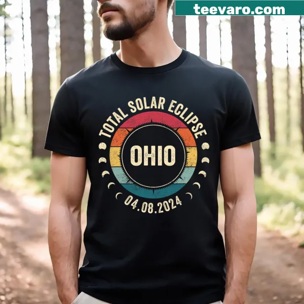 Retro solar eclipse t-shirt featuring Ohio and event date