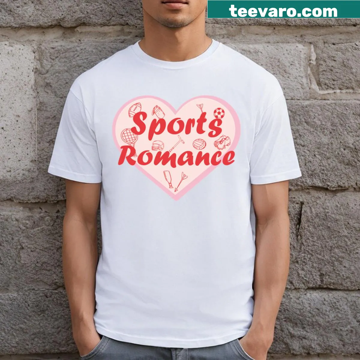 Funny typography representing the blend of sports and romance. — on a men's t-shirt