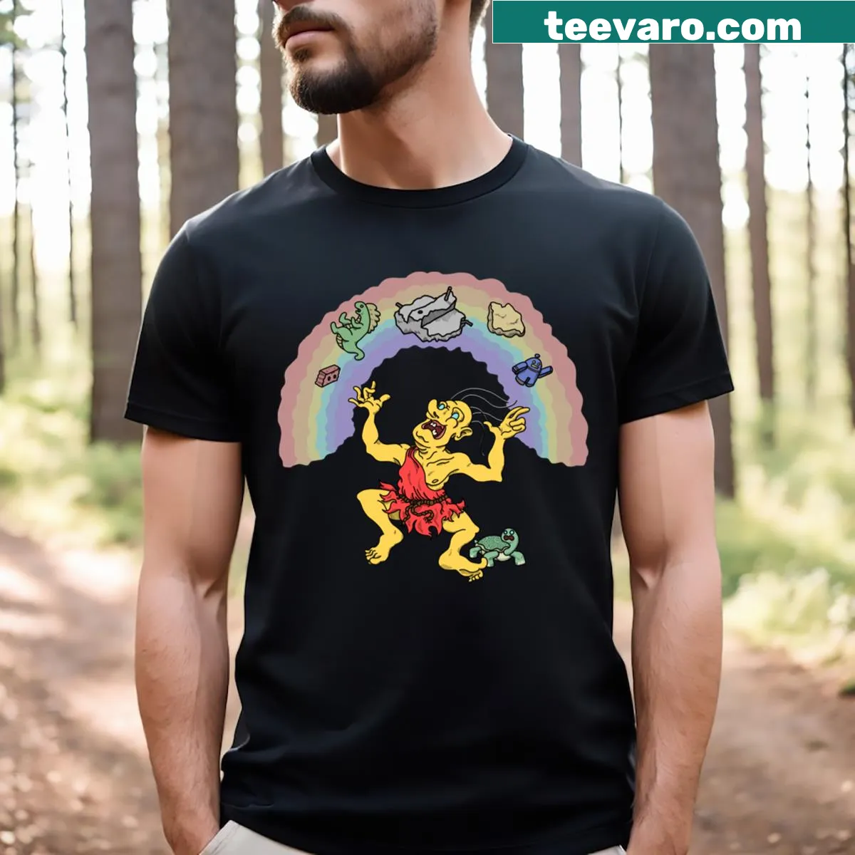 Illustrated Tengu t-shirt featuring traditional folklore design — on a men's t-shirt