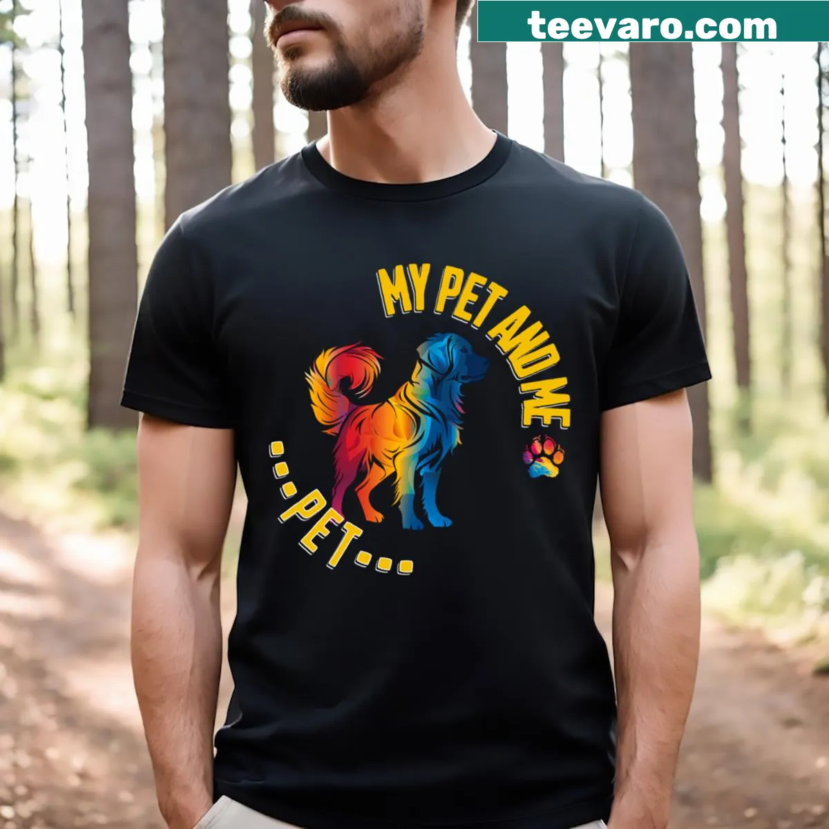 T-shirt promoting the benefits of adopting rescue pets with heartfelt typography — on a men's t-shirt