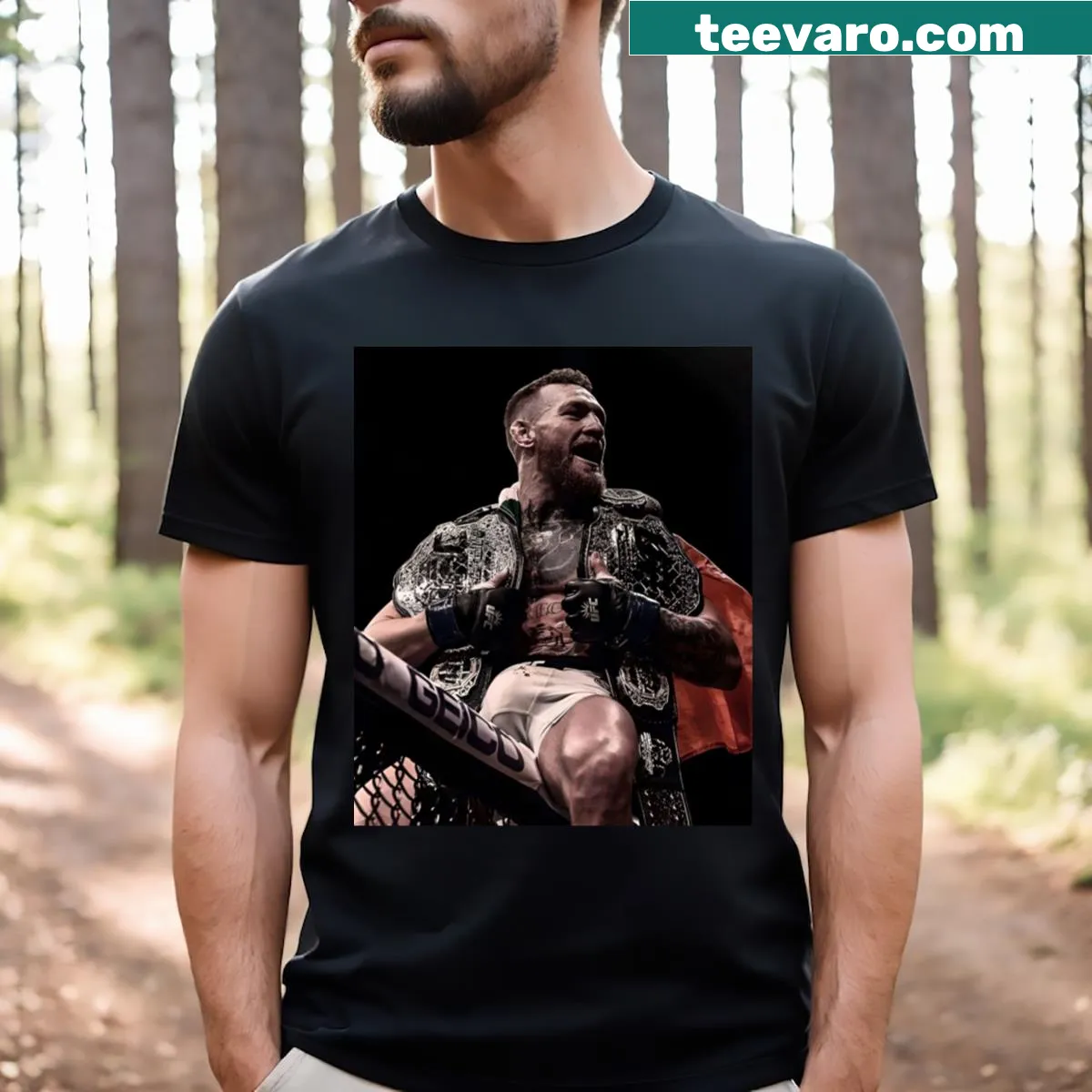 T-shirt features bold text stating 'The Notorious McGregor' — on a men's t-shirt
