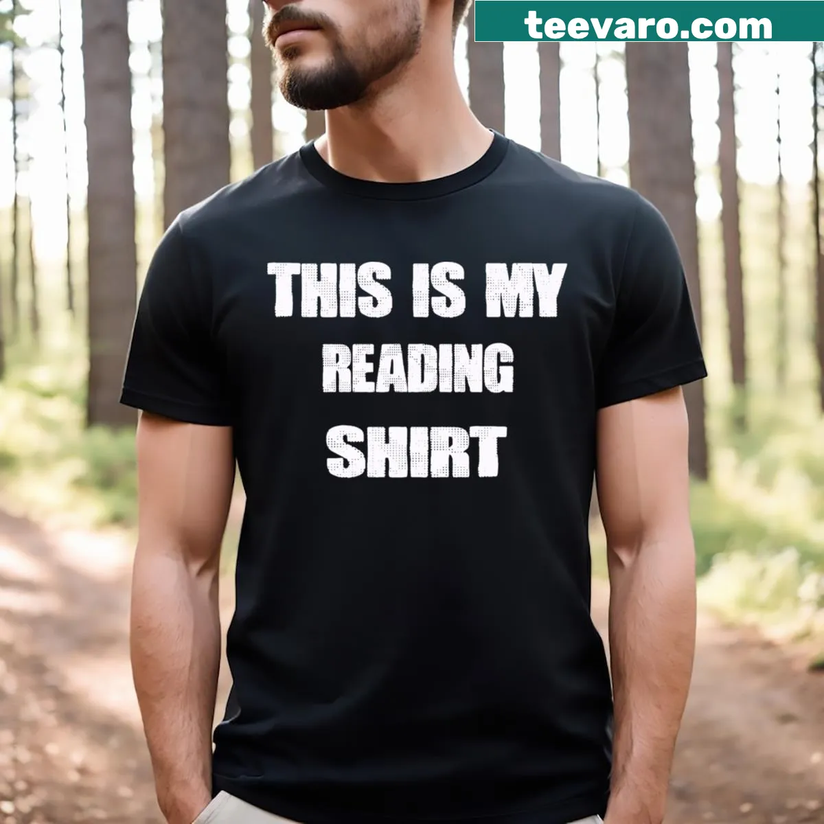 Typographic graphic stating 'This Is My Reading Essential' — on a men's t-shirt