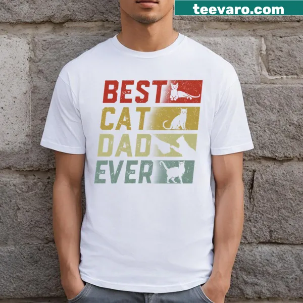 Vintage-style Cat Dad t-shirt with humorous fist graphic