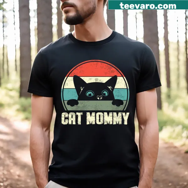 Vintage Cat Mommy T-shirt with humorous graphic for cat lovers