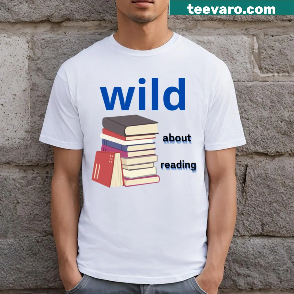 Charming T-shirt design expressing a love for reading and books — on a men's t-shirt
