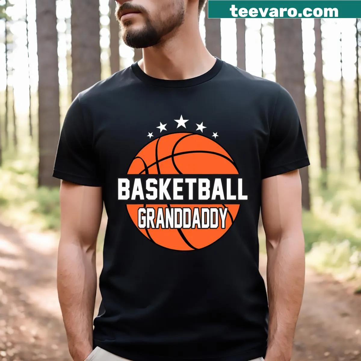 Proud Basketball Granddaddy T-shirt with bold typography — on a men's t-shirt