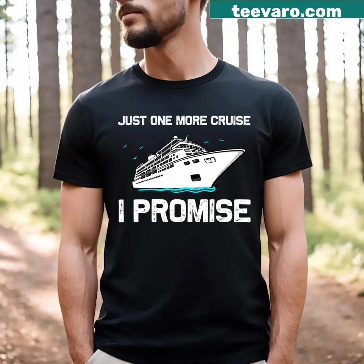 Illustration of a cruise ship on a T-shirt — on a men's t-shirt