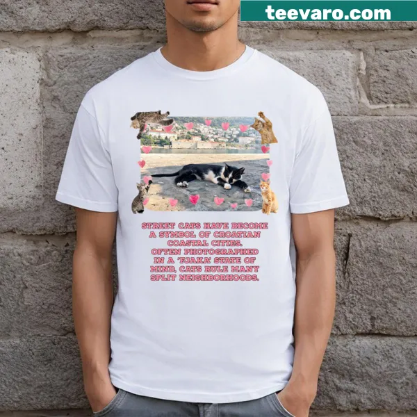 Illustration of Croatian street cats on a T-shirt