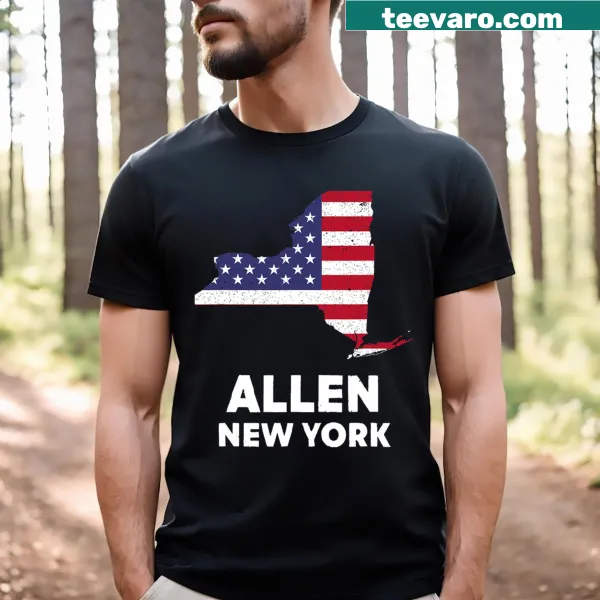 Vintage distressed USA flag t-shirt themed for Allen, New York