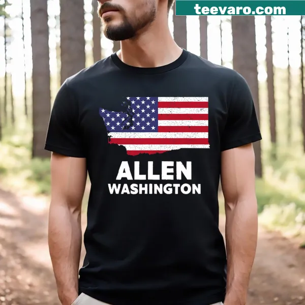 Vintage distressed USA flag t-shirt themed for Allen, Washington