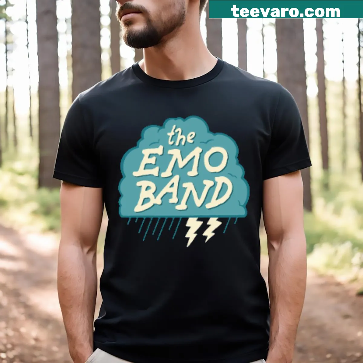 Vintage-inspired emo band logo t-shirt — on a men's t-shirt
