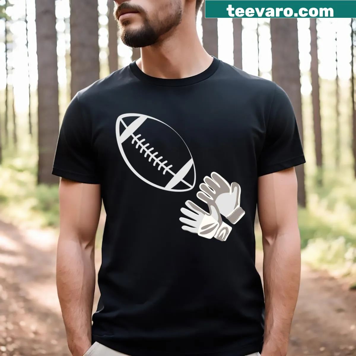 Bold typography highlighting the 'Football Receiver' position on a shirt. — on a men's t-shirt