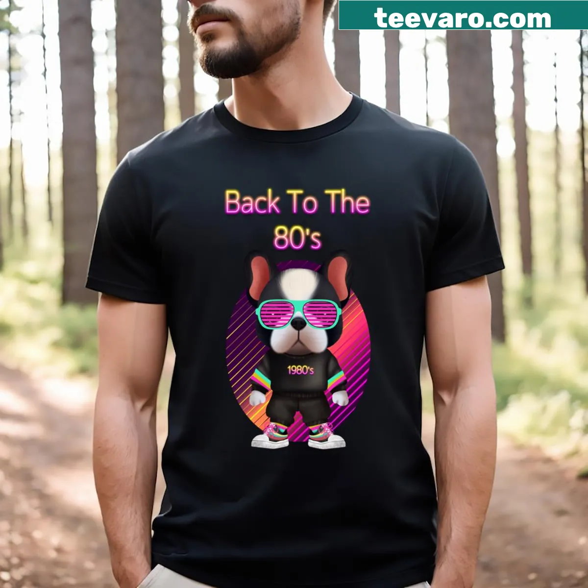 Vintage style French Bulldog t-shirt with a retro illustration — on a men's t-shirt
