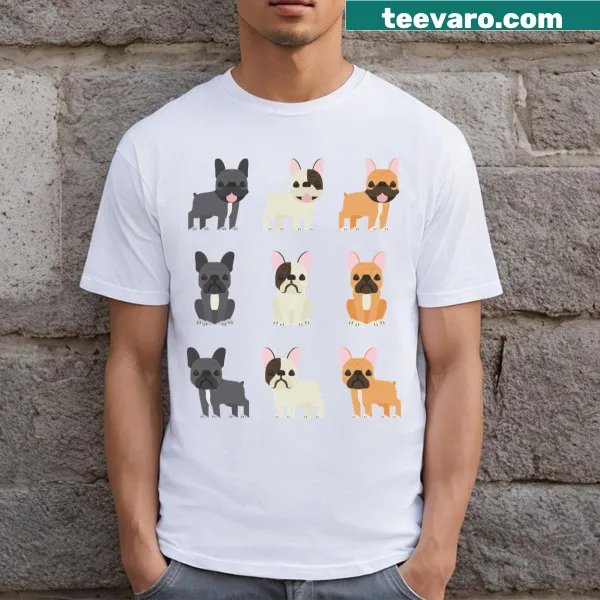 Cute illustration of French Bulldog puppies on a T-shirt
