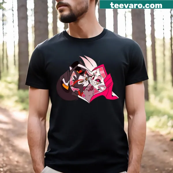 Graphic T-shirt featuring Angel Dust and Husk from Hazbin Hotel