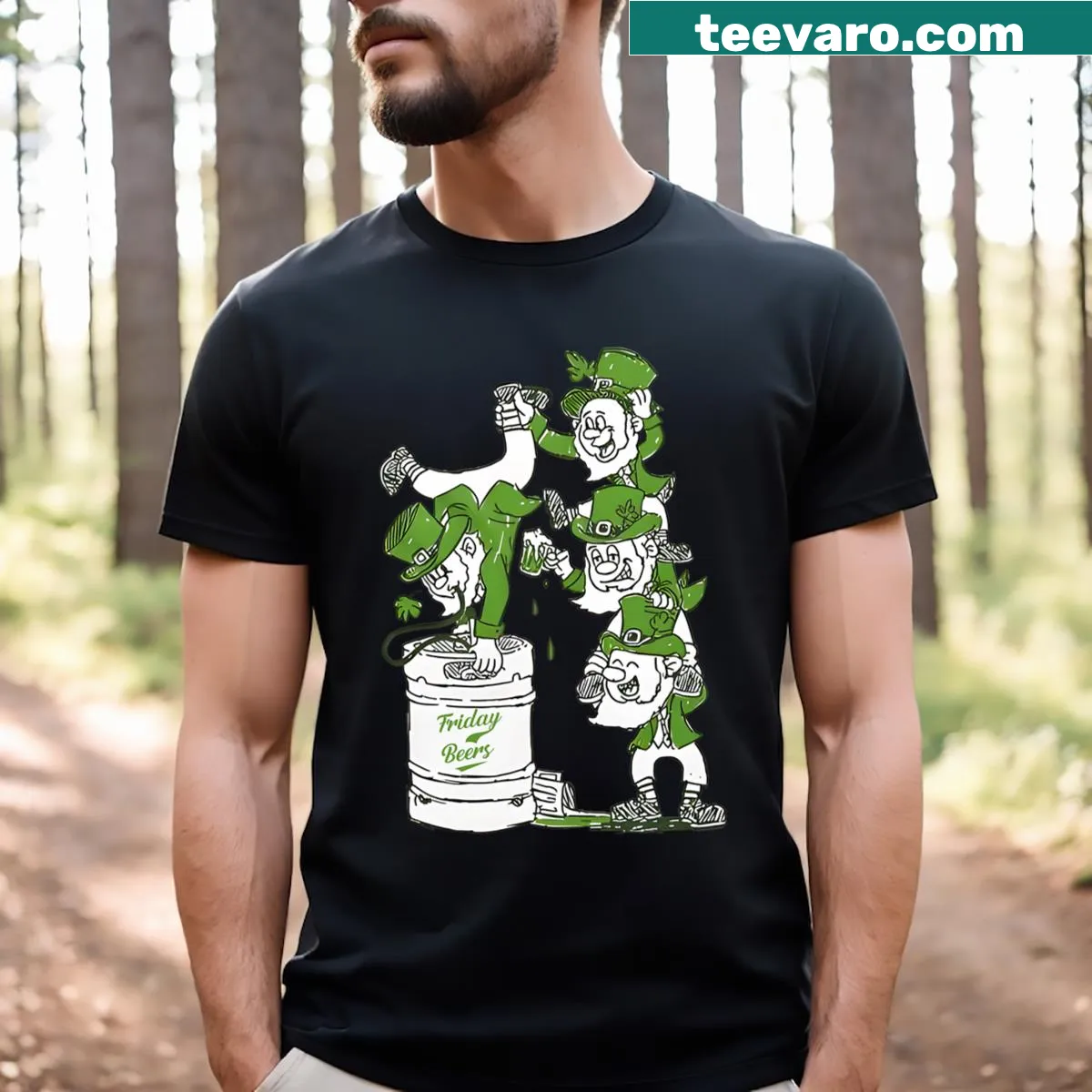 Irish Keg Stand Beer T-shirt with a humorous keg stand graphic — on a men's t-shirt