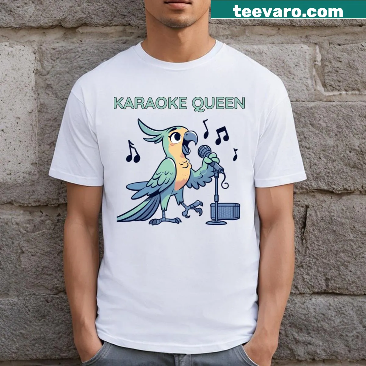 Funny T-shirt with Karaoke King graphic — on a men's t-shirt