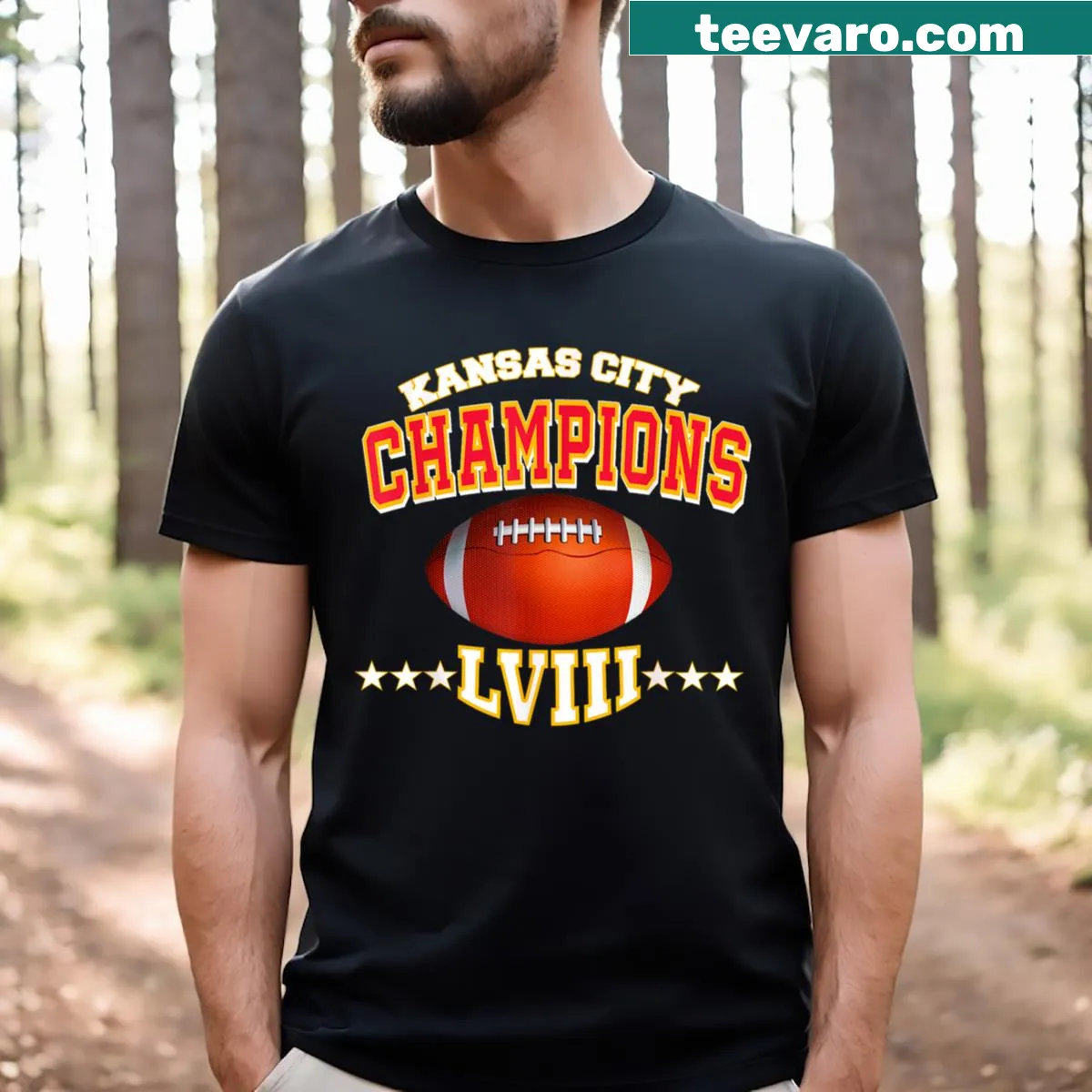 Kansas City Football Champions T-shirt with player names — on a men's t-shirt