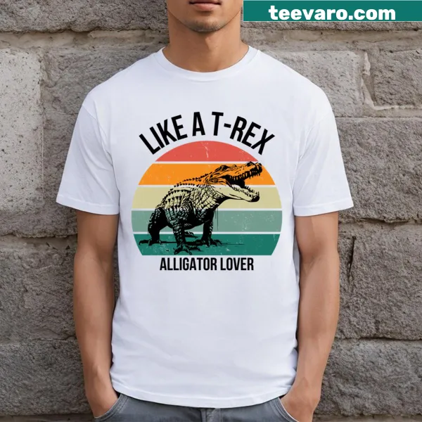 Playful T-rex and alligator design on a casual t-shirt