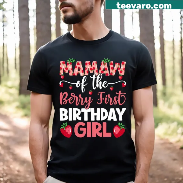 Sweet T-shirt with a strawberry design and 'Mamaw Of The Berry' text