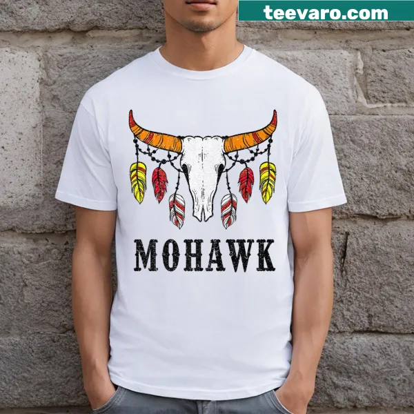 T-shirt with designs representing Mohawk Tribe culture and pride