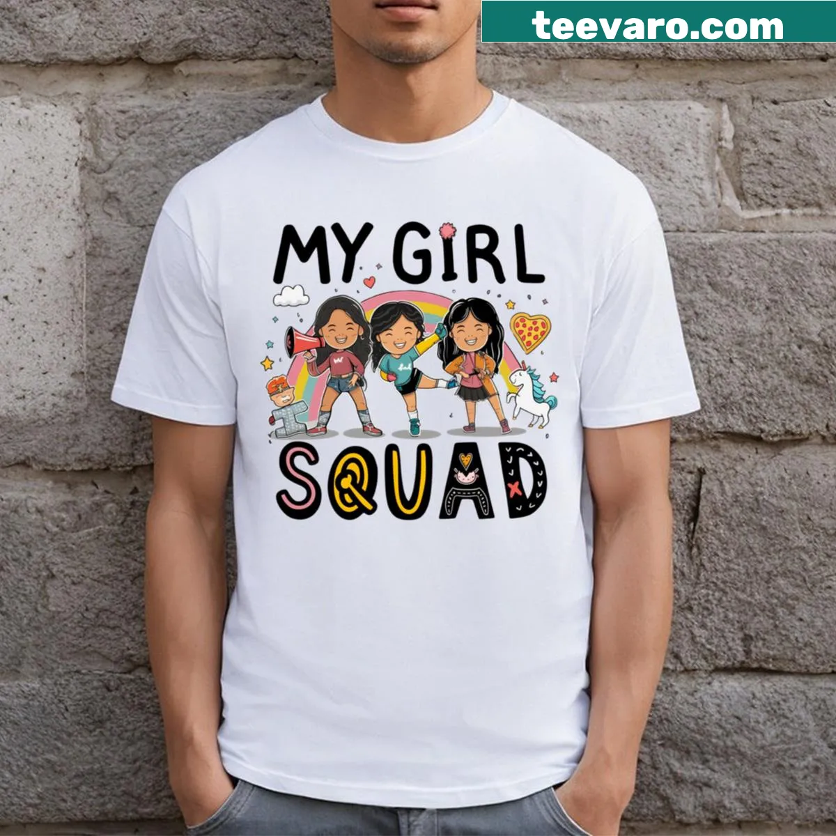 Text graphic celebrating friendship on a T-shirt — on a men's t-shirt
