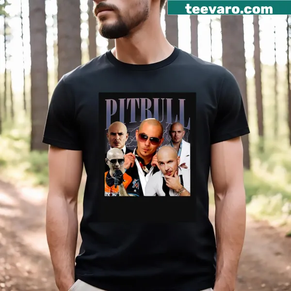 Vintage-style Pitbull homage T-shirt with retro hip hop design