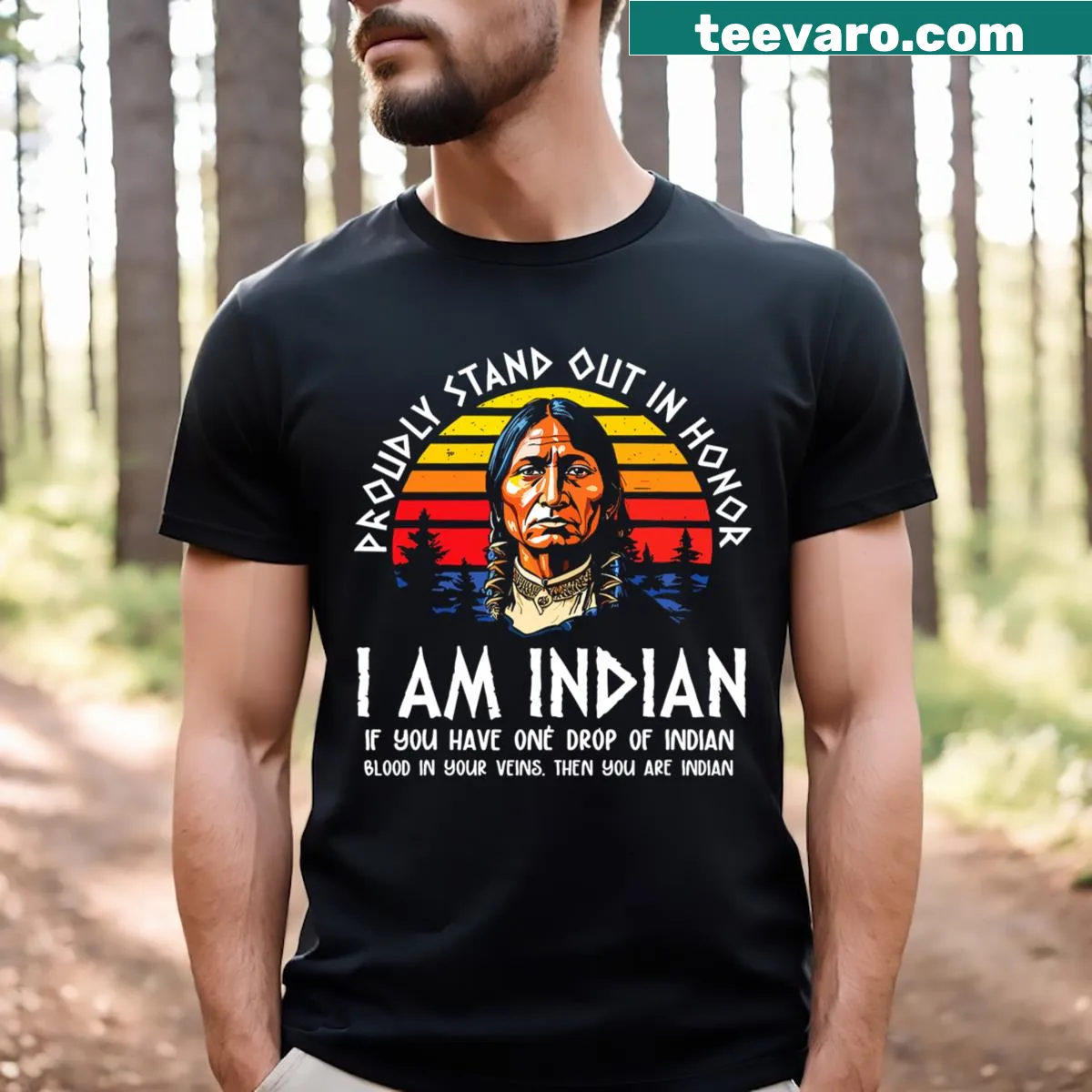 Proud T-shirt with the message 'I Am Indian' — on a men's t-shirt