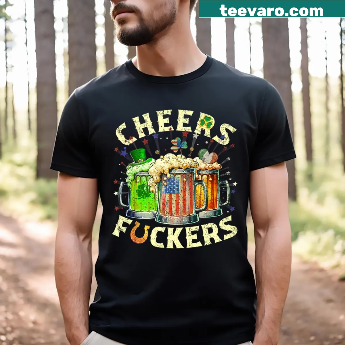 Festive T-shirt designed for Saint Patrick's Day with playful graphics — on a men's t-shirt