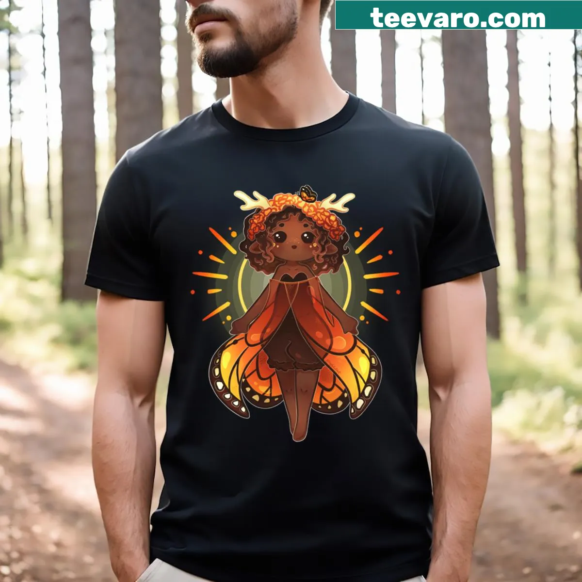 Cute chibi deer graphic on a T-shirt — on a men's t-shirt